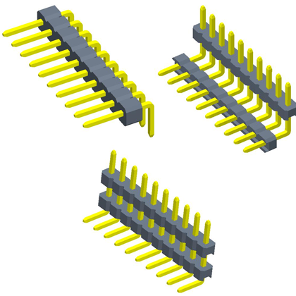 2.54mm排针 单排 90度 单塑/多塑